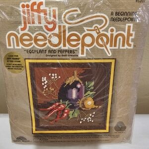 Jiffy Needlepoint Kit , Eggplant And Peppers, VTG New Unopened Complete Set